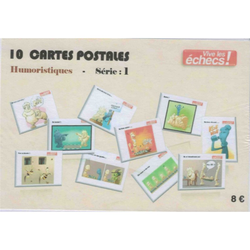 10 cartes postales humoristiques Vive les échecs ! (Série 1)